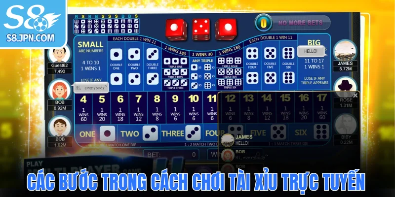 Các bước trong cách chơi Tài Xỉu trực tuyến