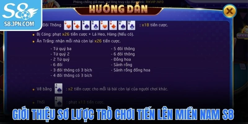 Giới thiệu sơ lược trò chơi tiến lên miền Nam S8