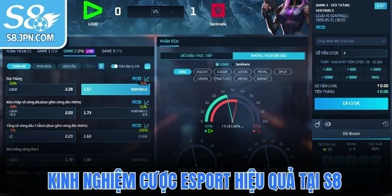 Kinh nghiệm cược Esport hiệu quả tại S8