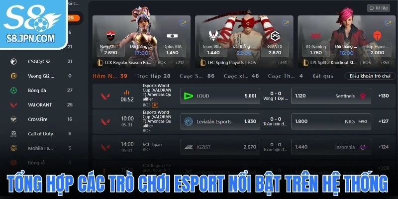 Tổng hợp các trò chơi Esport nổi bật trên hệ thống